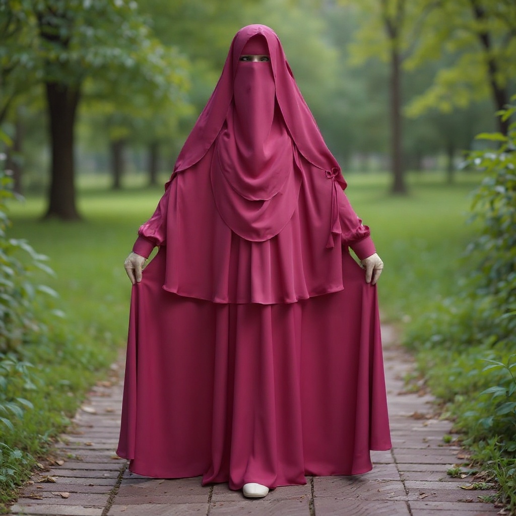 Cherry Burkha + Kuchi Hijab + Double Part Nose Niqab Muttaki108